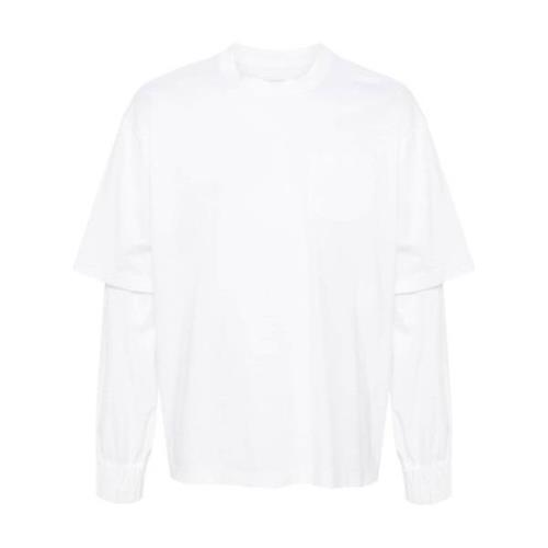 Gelaagde Crew Neck Sweater Wit Sacai , White , Heren