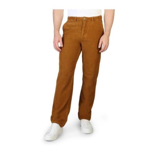 Gestreepte katoenen broek met knoopsluiting Napapijri , Brown , Heren