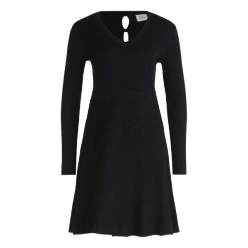 Elegant V-Neck Knit Dress vera mont , Black , Dames