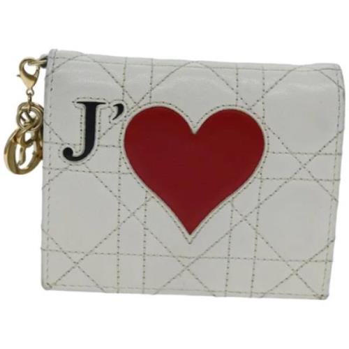 Pre-owned Leather wallets Dior Vintage , White , Dames