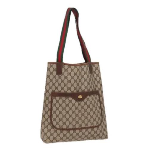 Pre-owned Leather totes Gucci Vintage , Beige , Dames