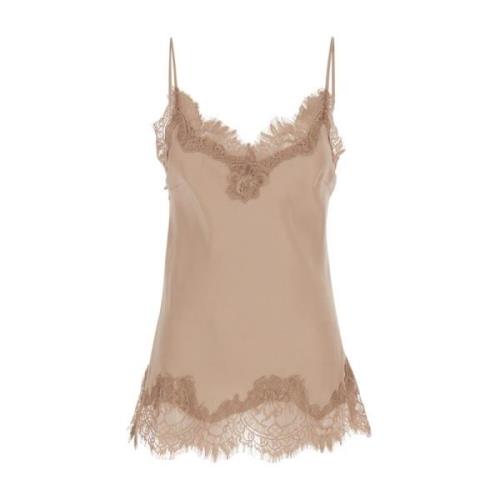 Beige Zijden Camie Top met Kant Gold Hawk , Beige , Dames