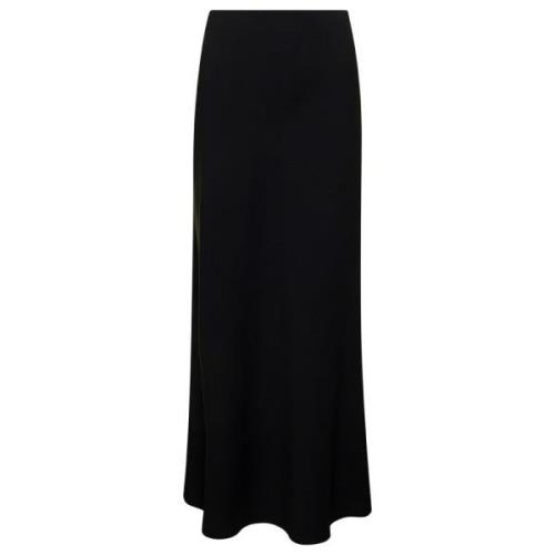 Zwarte Midi Rok met Volanteffect Plain Units , Black , Dames