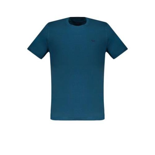 Blauw Katoenen Geborduurd Logo T-Shirt Harmont & Blaine , Blue , Heren