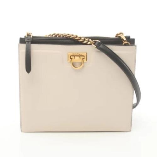 Pre-owned Leather shoulder-bags Salvatore Ferragamo Pre-owned , Beige ...