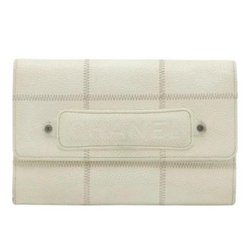 Pre-owned Leather wallets Chanel Vintage , White , Dames