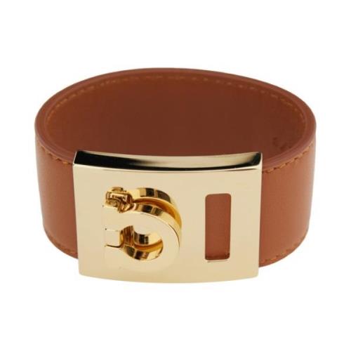 Bruin Leren Armband met Gancini Sluiting Salvatore Ferragamo , Brown ,...