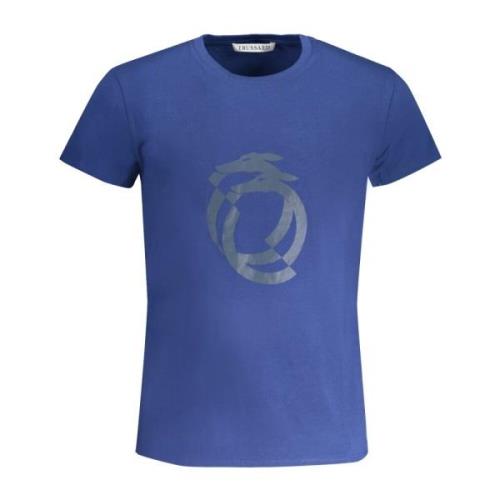 Blauw Heren T-shirt met Korte Mouwen Trussardi , Blue , Heren