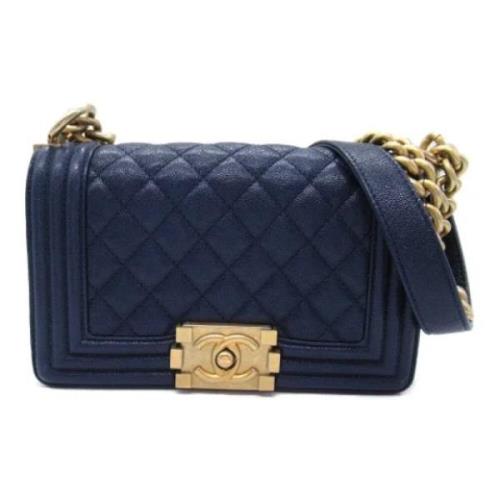 Pre-owned Leather chanel-bags Chanel Vintage , Blue , Dames