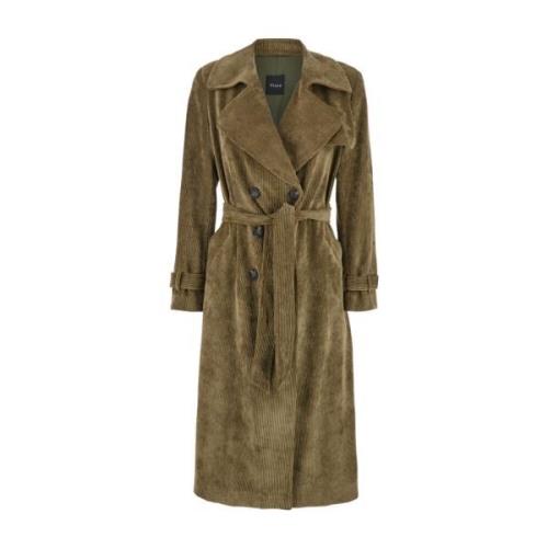 Bruine Fluwelen Trenchcoat Plain Units , Brown , Dames