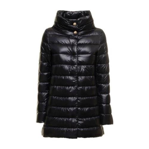 Gewatteerde Hoge Kraag Zwarte Donsjas Herno , Black , Dames