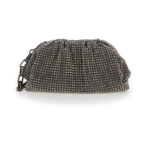 Rhinestone Clutch met Kettingband Self Portrait , Gray , Dames