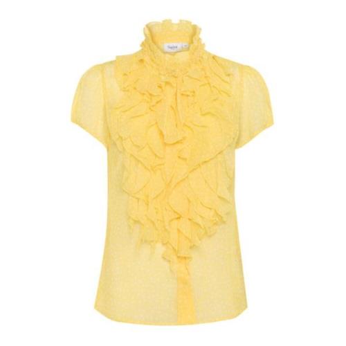 Gekreukeld SS-shirt met stippen Saint Tropez , Yellow , Dames