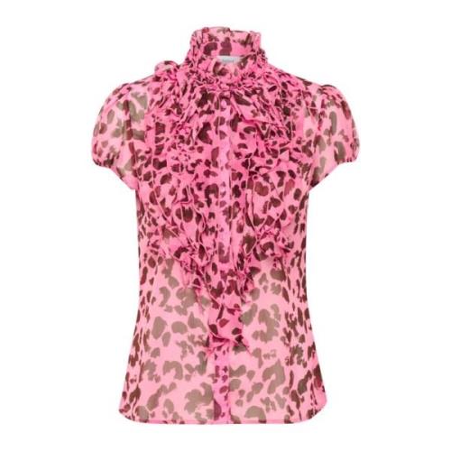 Crinkle SS Shirt Abstract Tye Saint Tropez , Pink , Dames