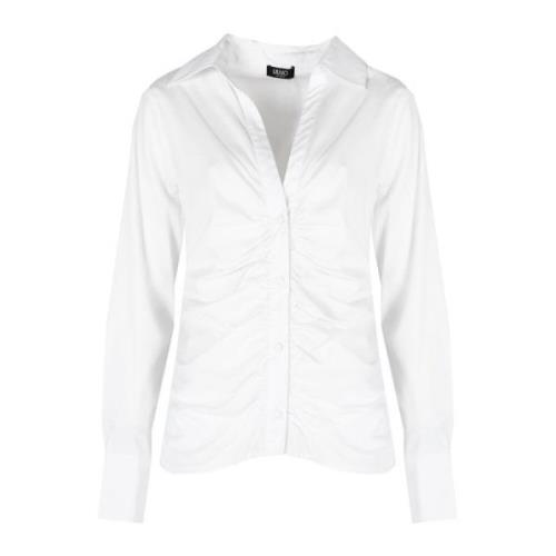 Elegante V-hals Blouse met Knoopsluiting Liu Jo , White , Dames