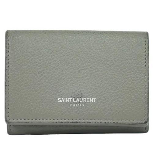 Pre-owned Leather wallets Yves Saint Laurent Vintage , Gray , Dames