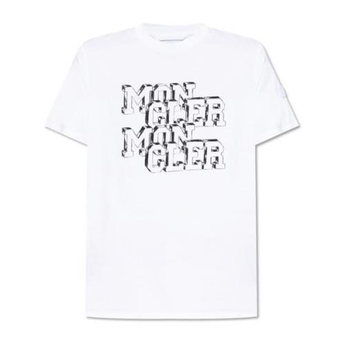 T-shirt met logo Moncler , White , Heren