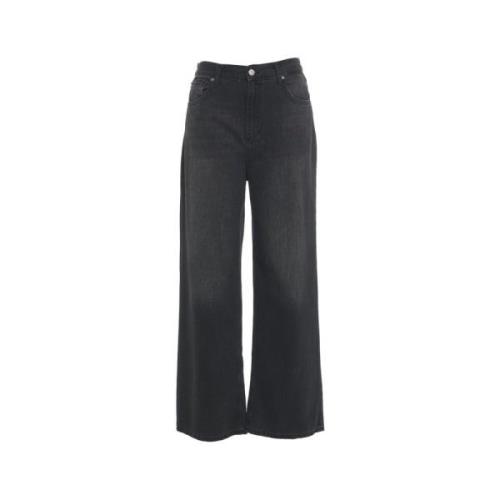 Wijde Jeans met Logodetails Liu Jo , Black , Dames