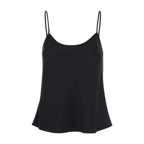 Satijnen Zwarte Top Plain Units , Black , Dames