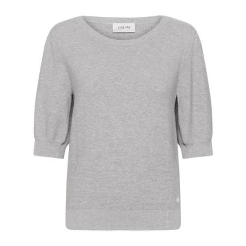 Grijs Melange Gebreide Pullover Trui Cream , Gray , Dames