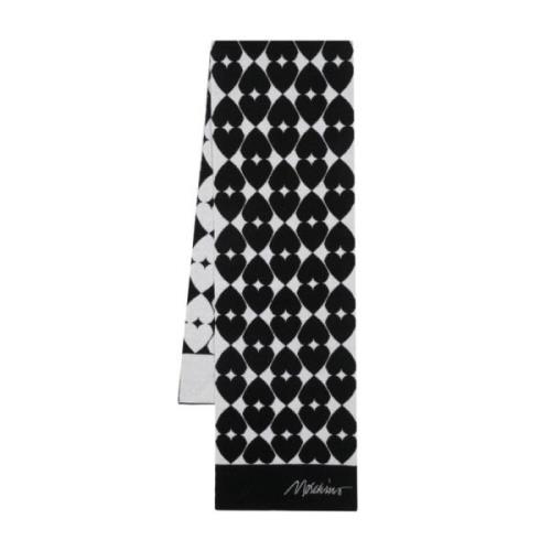 Gestreept Jacquard Logo Motief Sjaal Moschino , Black , Heren