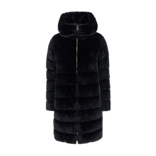 Zwarte Faux Fur A-Shape Jas Herno , Black , Dames