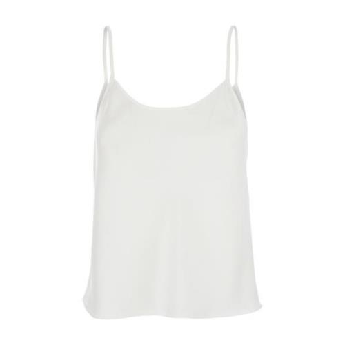 Witte Satijnen Top Plain Units , White , Dames