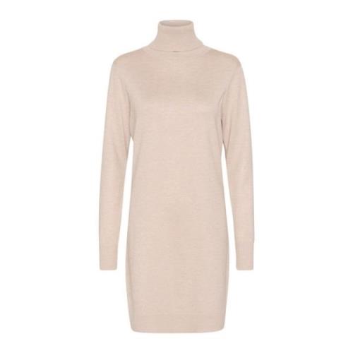 Grijze Rollneck Jurk Melange Stijl Saint Tropez , Beige , Dames