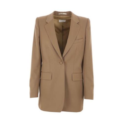 Bruine Wol Gabardine Jas Klassieke Stijl Dries Van Noten , Brown , Dam...