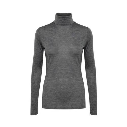 Comfortabele Donkergrijze Melange Rollneck Trui My Essential Wardrobe ...