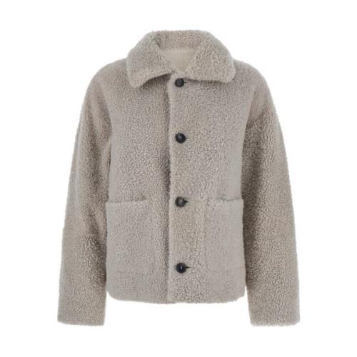 Beige Shearling Jas Suprema , Beige , Dames