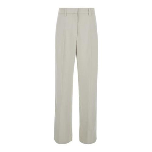 Witte Linnenmix Hoge Taille Broek Brunello Cucinelli , White , Dames