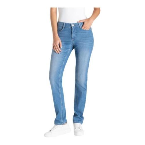 Eenvoudige Blauw Gewassen Straight-Leg Broek MAC , Blue , Dames