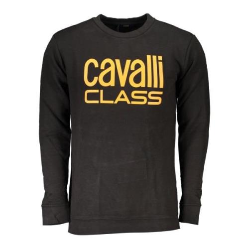 Hoodie Zwart Lange Mouw Logo Cavalli Class , Black , Heren