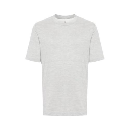 Mélange-effect Crew Neck T-shirt Brunello Cucinelli , Gray , Heren