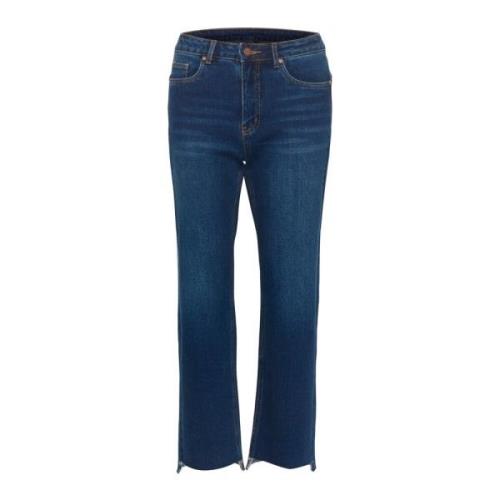 Hoge Straight Y Jeans Donkerblauw My Essential Wardrobe , Blue , Dames