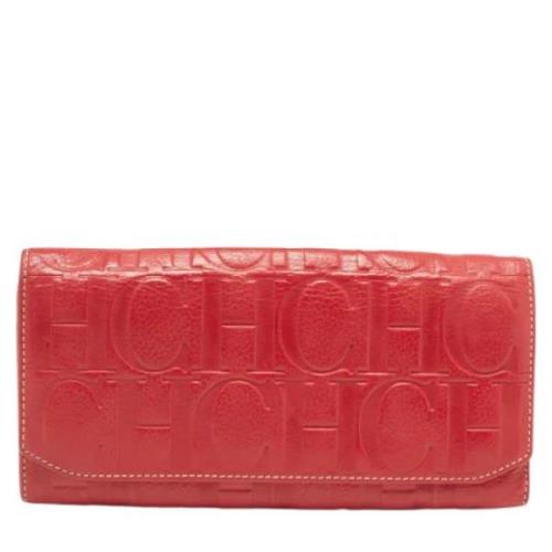 Pre-owned Leather wallets Carolina Herrera Pre-owned , Red , Dames