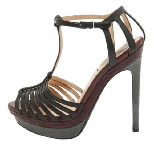 Pre-owned Leather sandals Fendi Vintage , Black , Dames