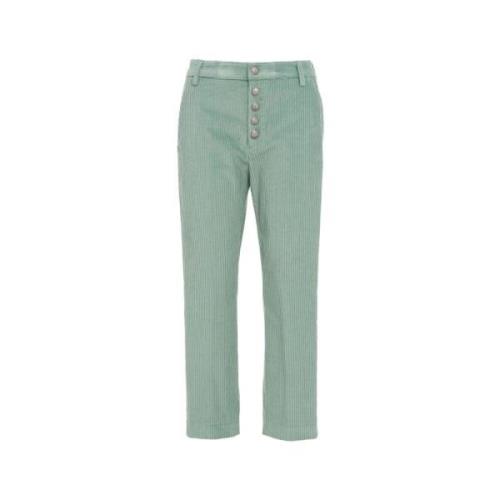 Cropped Corduroy Broek met Zakken Dondup , Blue , Dames