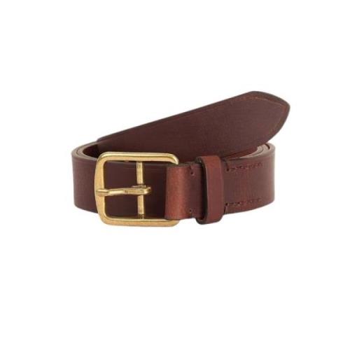 Moderne Leren Riem met Strak Metalen Gesp Barbour , Brown , Heren