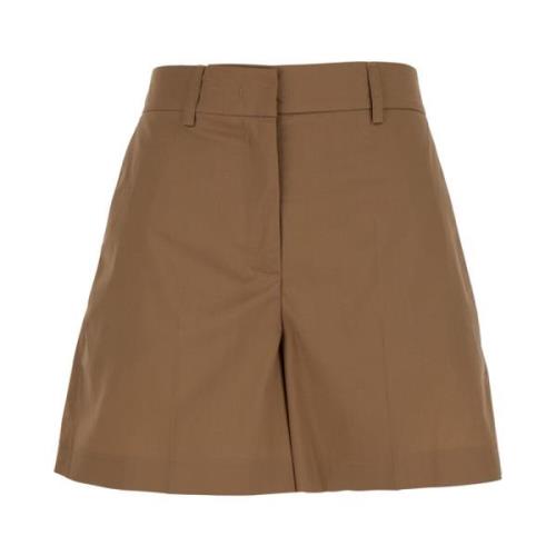 Beige Katoenen Shorts Plain Units , Brown , Dames