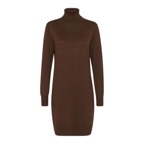 Donker Eiken Melange Rollneck Jurk Saint Tropez , Brown , Dames