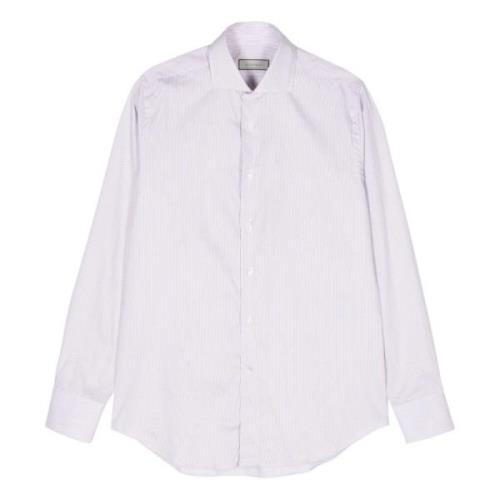 Gestreept Katoenen Shirt Made in Italy Canali , Pink , Heren