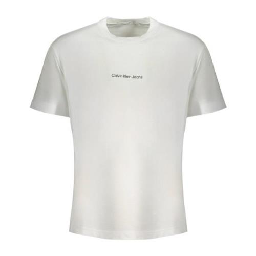 Korte Mouw Logo Geborduurd T-shirt Calvin Klein , White , Heren