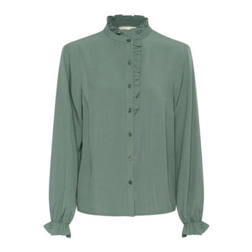 Vrouwelijke Blouse met Pofmouwen Cream , Green , Dames