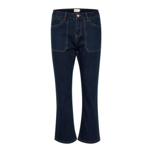 Bootcut Denim Tobacco Broek Cream , Blue , Dames