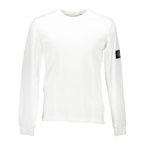 Wit Langemouw Hoge Hals Geborduurd Calvin Klein , White , Heren