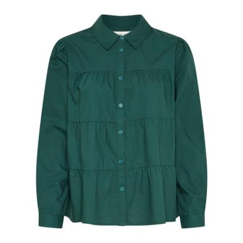 Ruches Shirt Sea Moss Cream , Green , Dames