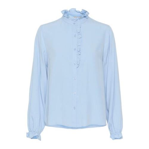 Puff Sleeve Blouse Placid Blue Cream , Blue , Dames