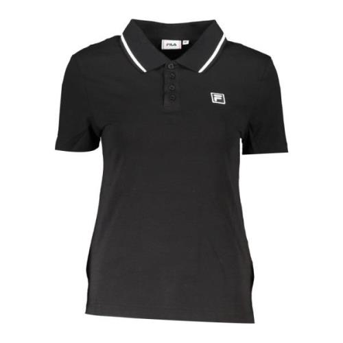 Zwarte Polo Met Korte Mouwen Fila , Black , Dames